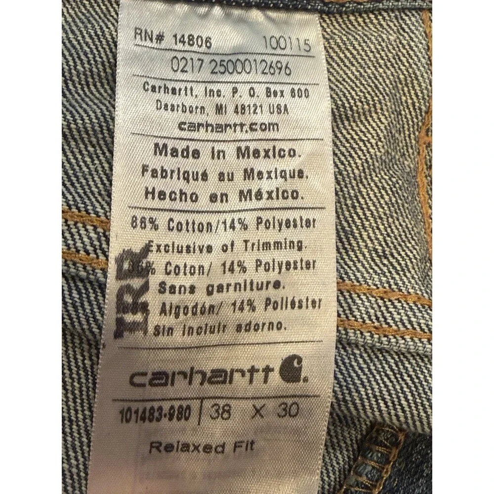 Carhartt Jeans Men’s 38x30 Blue Med Wash Relaxed‎ Fit Straight Leg